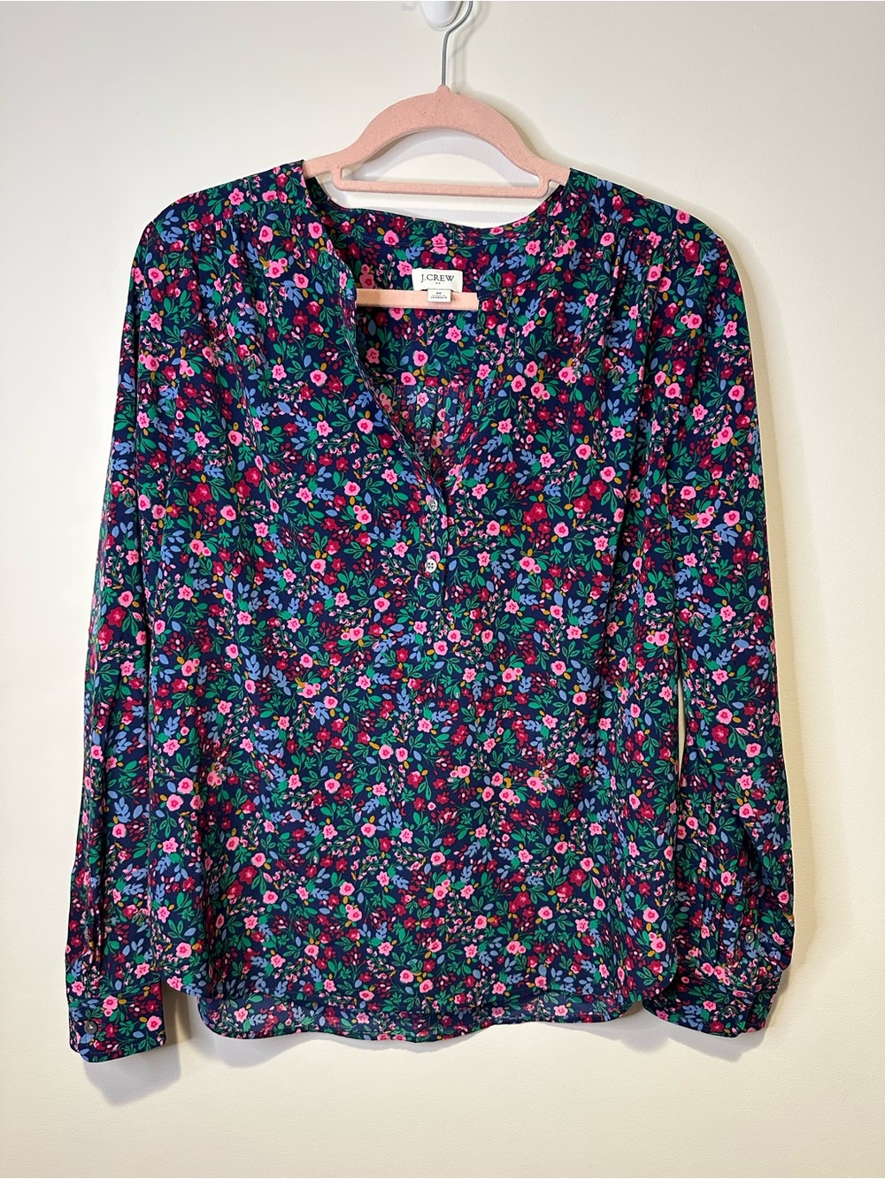 j crew floral popover blouse size medium